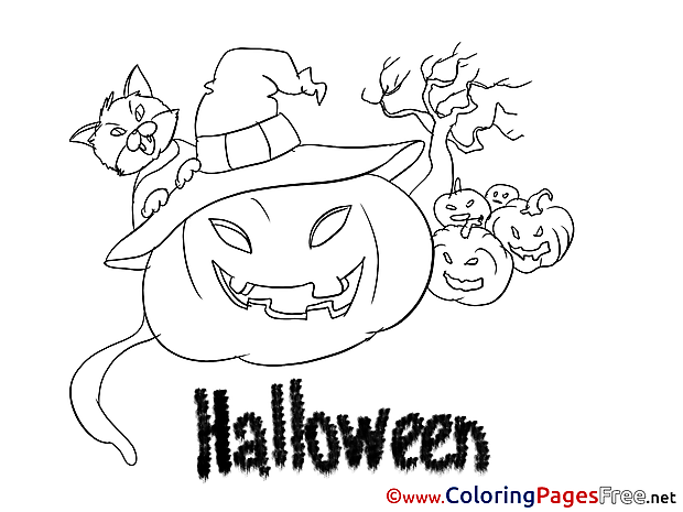 Pumpkin Kids Halloween Coloring Pages