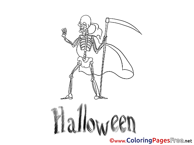 Skeleton Halloween Coloring Pages free