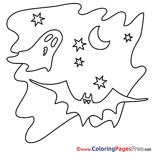 Stars Colouring Sheet download Halloween Bat