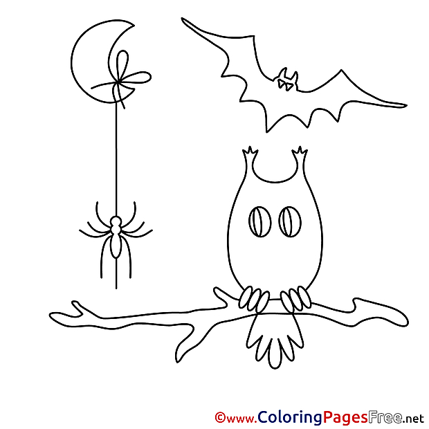 Twig Bat Coloring Sheets Halloween free Owl