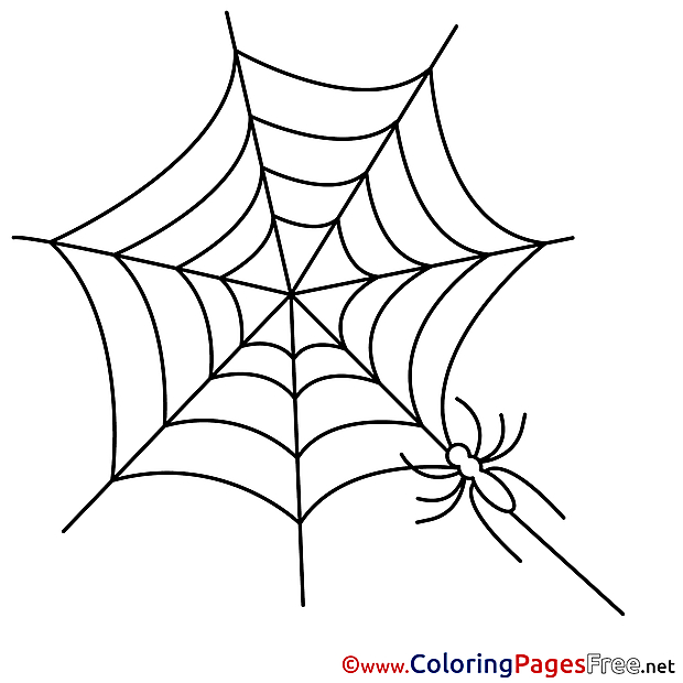 Web Kids Halloween Spider Coloring Page