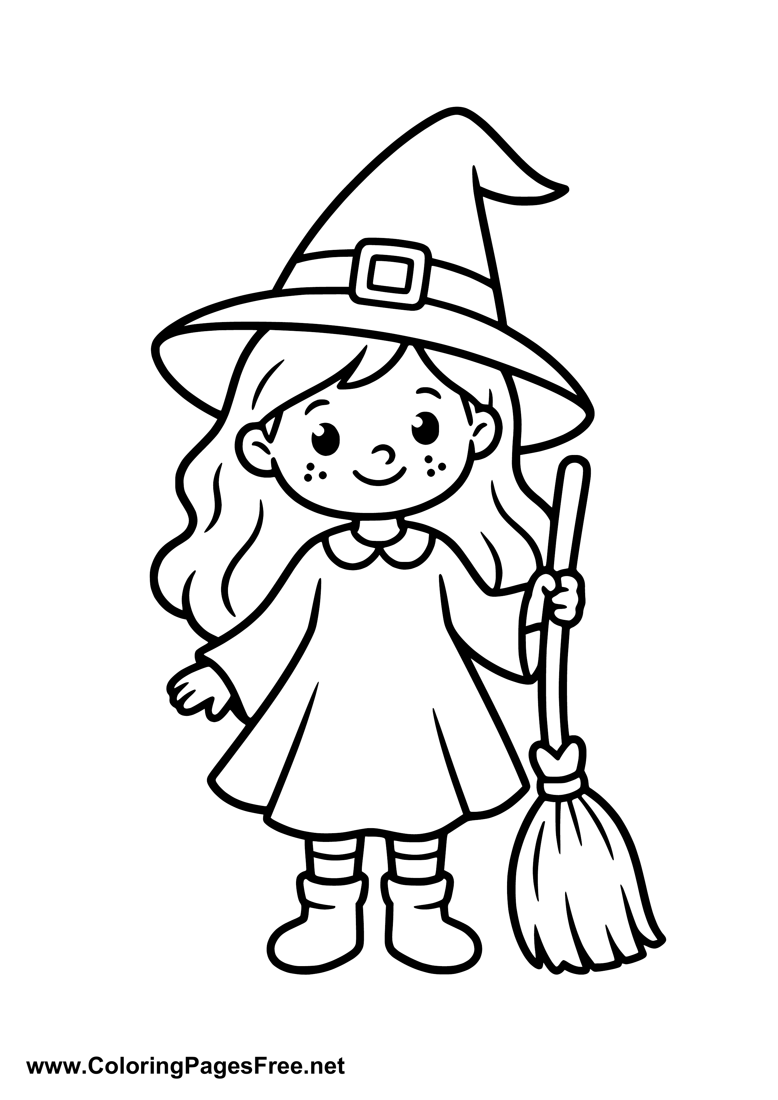 Witch Coloring Page for Kids