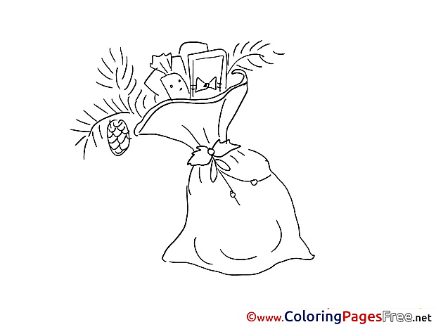 Bag with Presents New Year Coloring Pages free