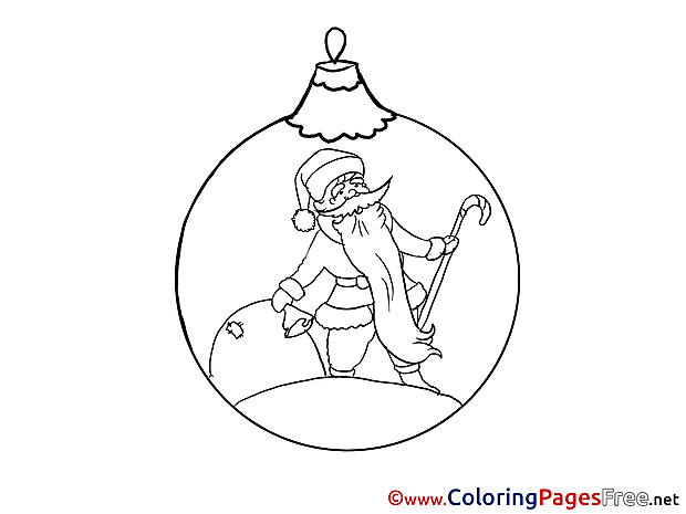 Ball Colouring Page Santa Claus New Year free