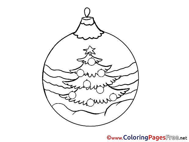 Ball for Kids New Year Christmas Tree Colouring Page
