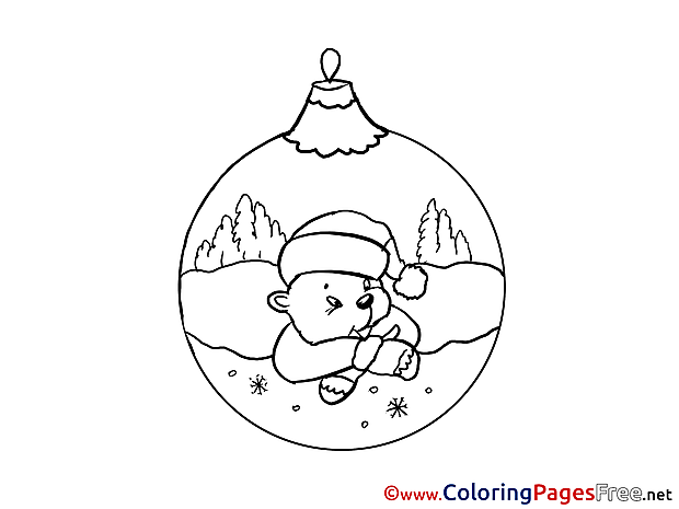 Ball New Year Coloring Pages Bear download