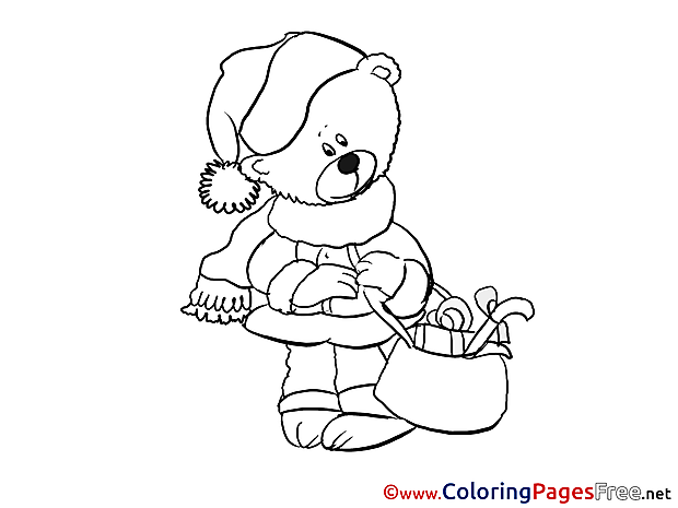 Bear printable New Year Coloring Sheets