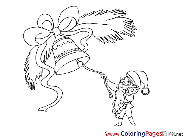 Bell New Year Coloring Pages free