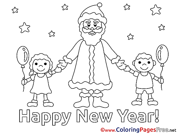 Children Snow Colouring Page New Year free