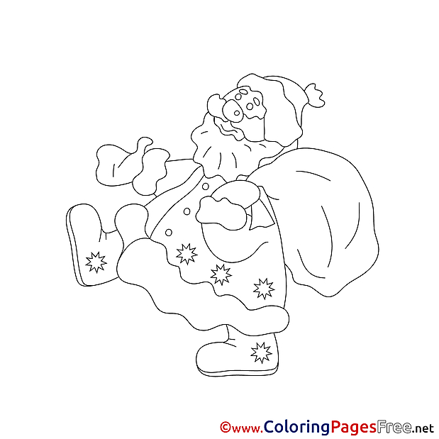 Colouring Sheet download New Year Santa Claus