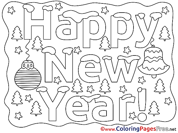 Happy New Year free Colouring Page