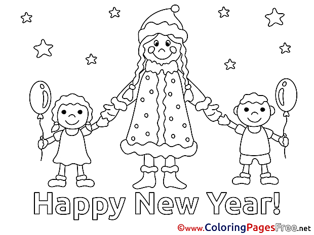 Kids printable Coloring Pages New Year