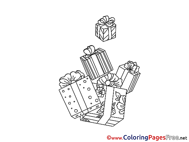 Present free New Year Coloring Sheets