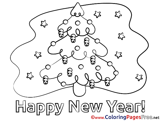 Snow Coloring Pages New Year Tree