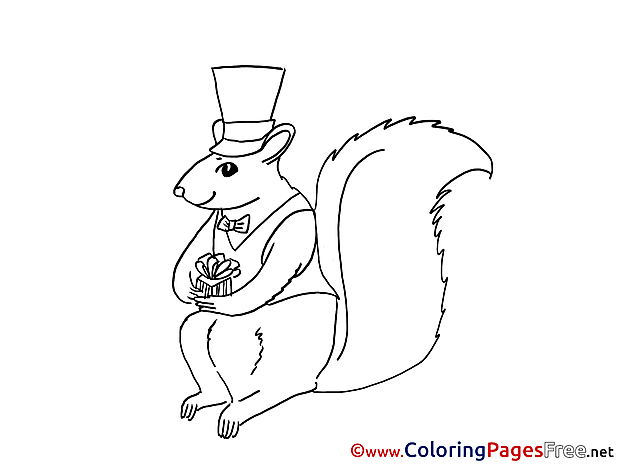 Squirrel New Year Coloring Pages download