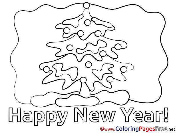 Tree New Year free Coloring Pages