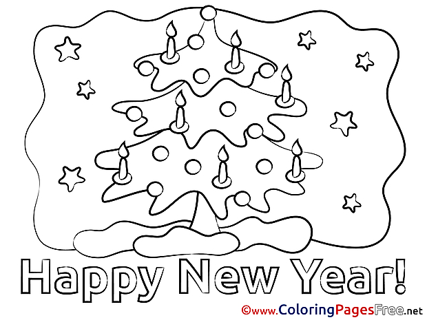 Tree printable New Year Candles Coloring Sheets