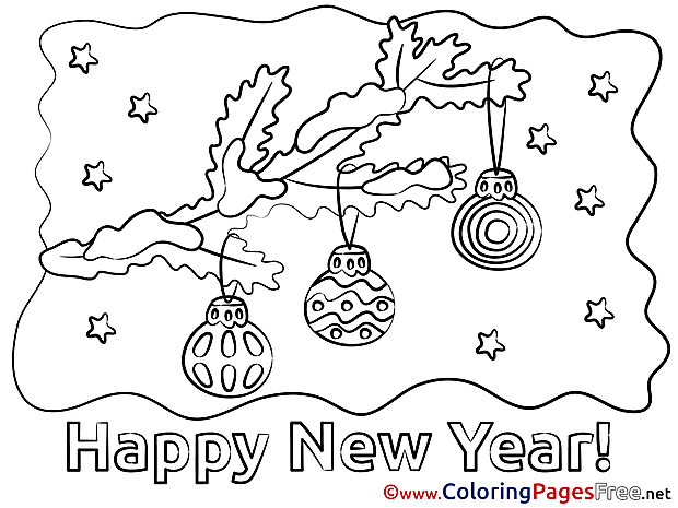 Twig with Toys download New Year Coloring Pages