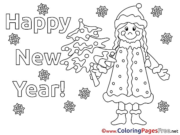 Woman Coloring Pages Snow New Year