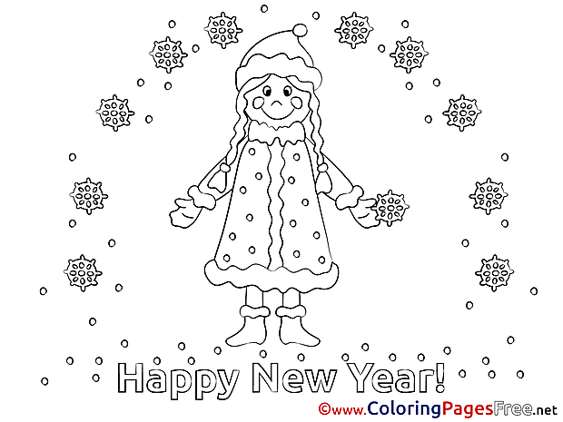 Woman Coloring Sheets Snow New Year free