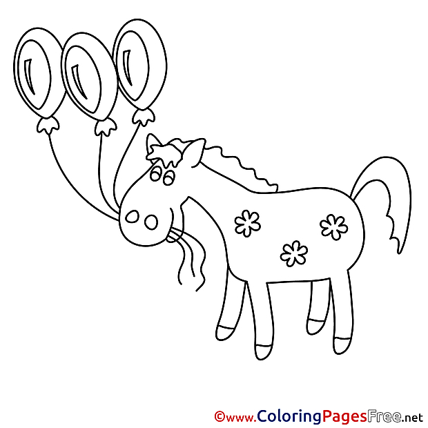 Balloons Horse for free Coloring Pages download