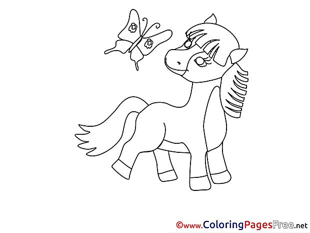 Butterfly Horse download Colouring Sheet free