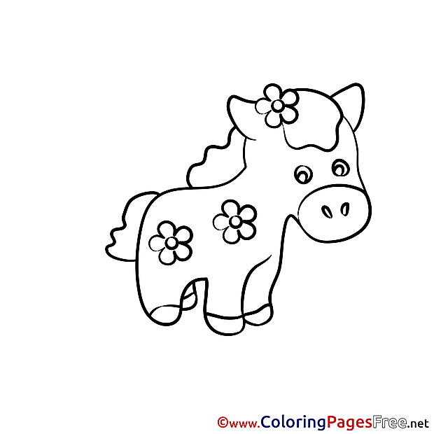 Flowers Pony Children Coloring Pages free
