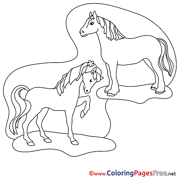 Picture Horses free printable Coloring Sheets