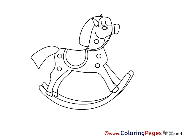 Rocking-Horse Kids free Coloring Page