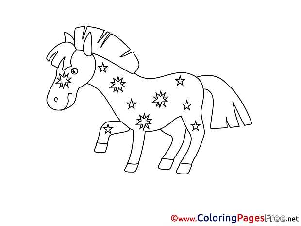 Stars Horse download printable Coloring Pages