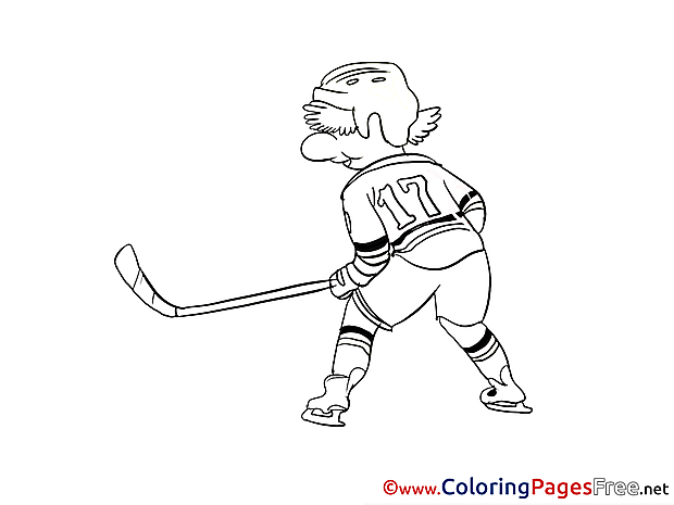 17 Number Hockey Player Colouring Page printable free