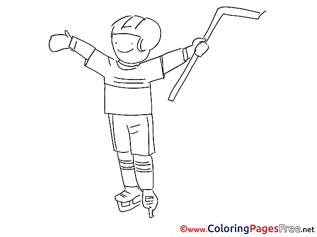 Boy Children Ice Hockey  Coloring Pages free