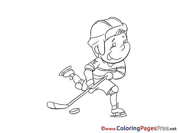 Boy Ice Hockey free Colouring Page download