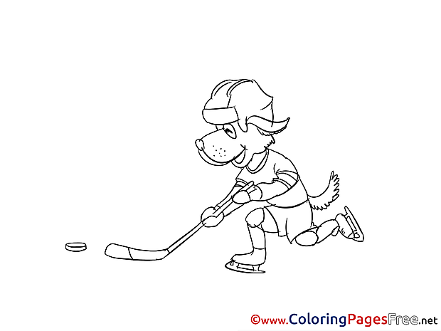 Dog Ice Hockey for Children free Coloring Pages