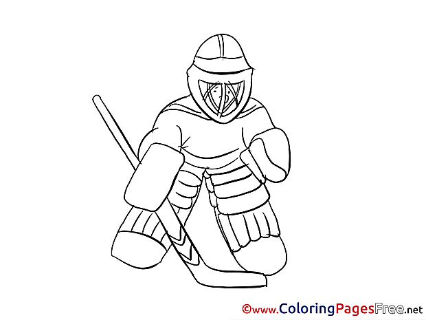 Goalkeeper Ice Hockey download Colouring Sheet free