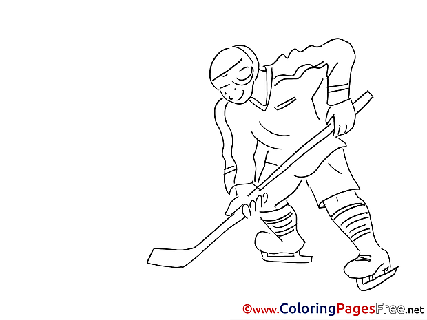 Hockey Player Kids free Coloring Page