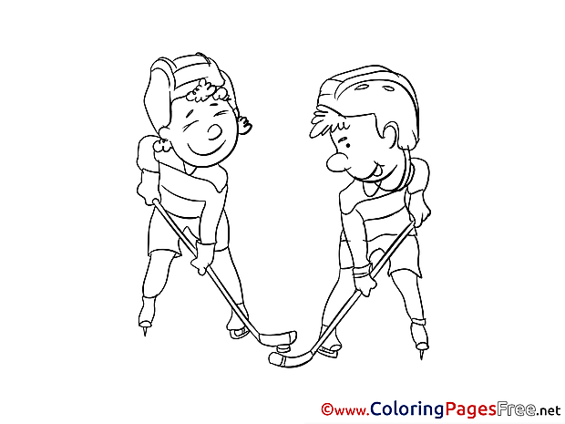 Hockey Players Kids free Coloring Page