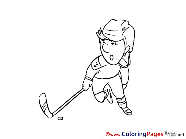 Ice Hockey Player free Colouring Page download