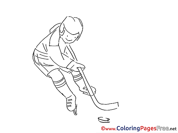 Man Ice Hockey for Children free Coloring Pages