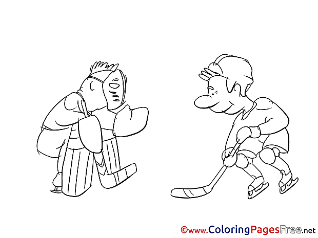 Players Ice Hockey Children Coloring Pages free
