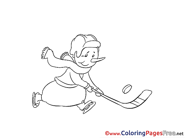 Snowman Ice Hockey Coloring Sheets download free