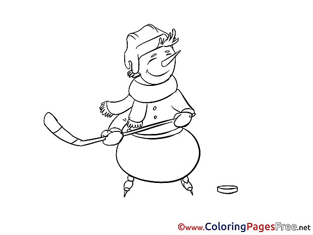 Snowman Ice Hockey Kids download Coloring Pages