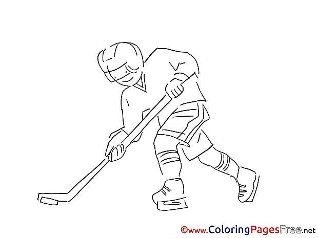 Sportsman Ice Hockey download Colouring Sheet free
