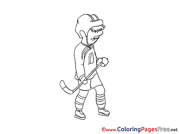 Stick Ice Hockey Children Coloring Pages free