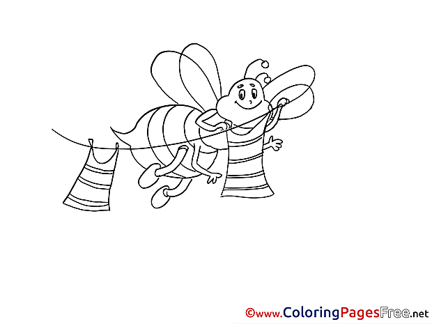 Bee with Clothes Children free Coloring Pages
