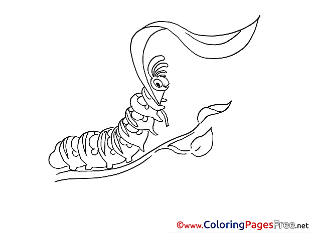 Caterpillar with Leaf Kids download Coloring Pages