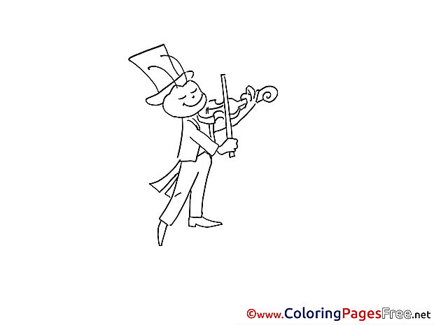 Grasshopper with Violin download printable Coloring Pages