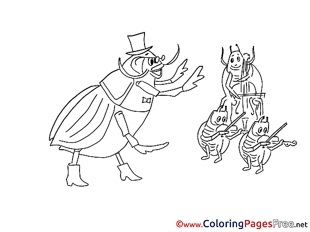 Musicians Beetles Coloring Sheets download free