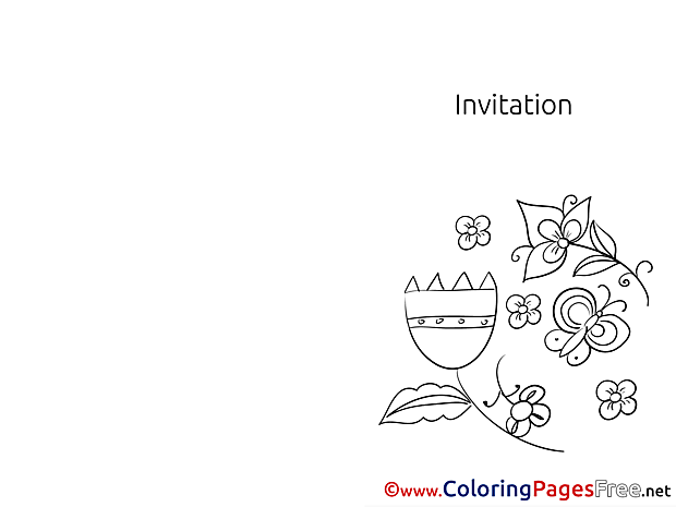 Butterfly Flowers printable Invitation Coloring Sheets