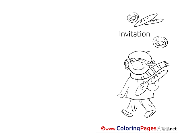 Child with Bread Invitation Coloring Pages free